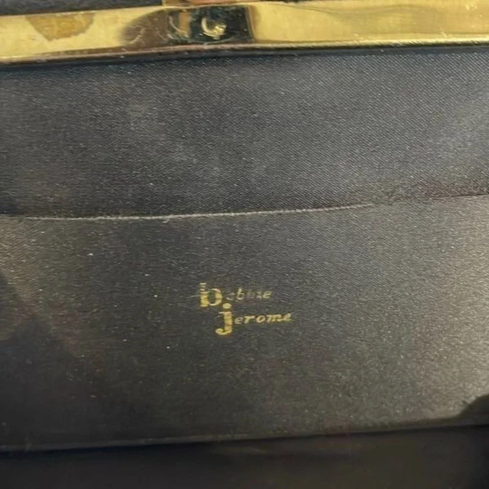 Bobbie Jerome Vintage 1950's Womens Gold & Rhinestone Clasp Evening Clutch Purse